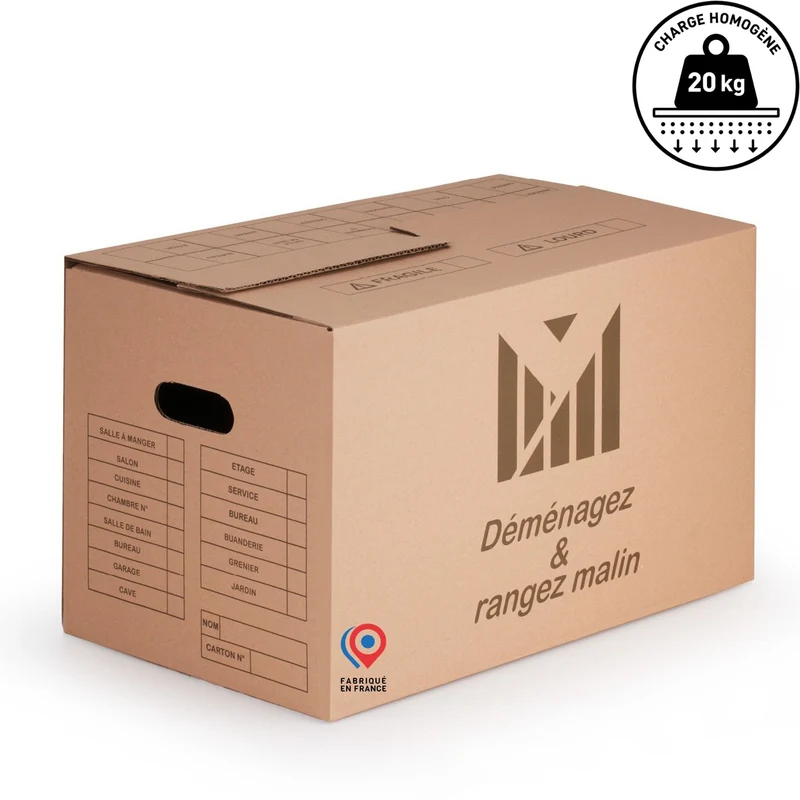 Carton déménagement à poignées renforcées