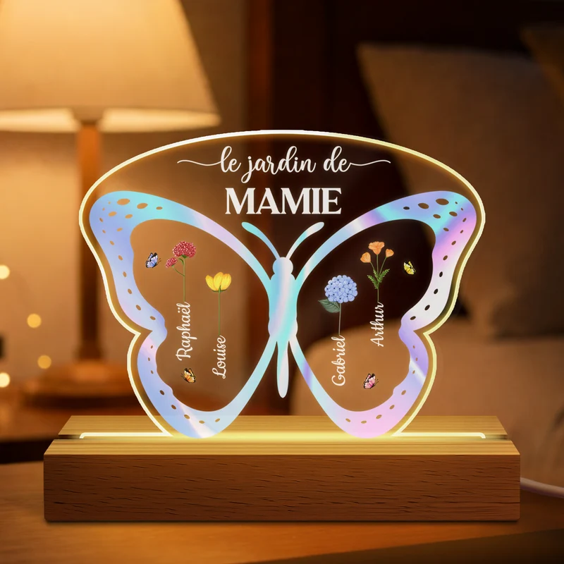 Veilleuse Personnalisée Avec Fleur - Jardin De Mamie Maman