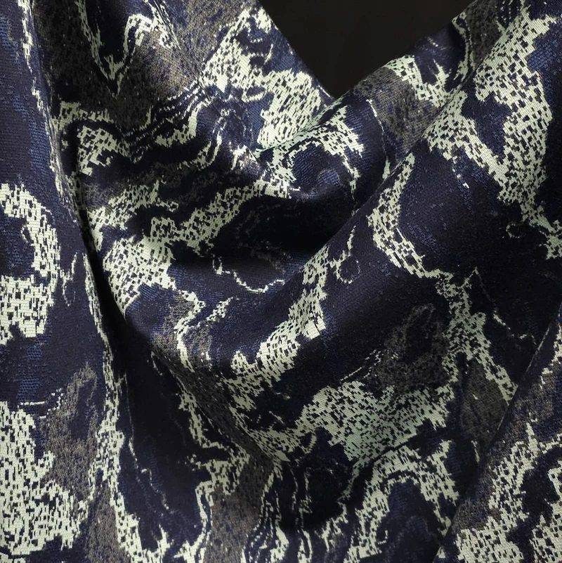 Tricot jacquard | Bleu nuit & gris minéral | Exclusivité Marigold | 65 cm | Fin de rouleau